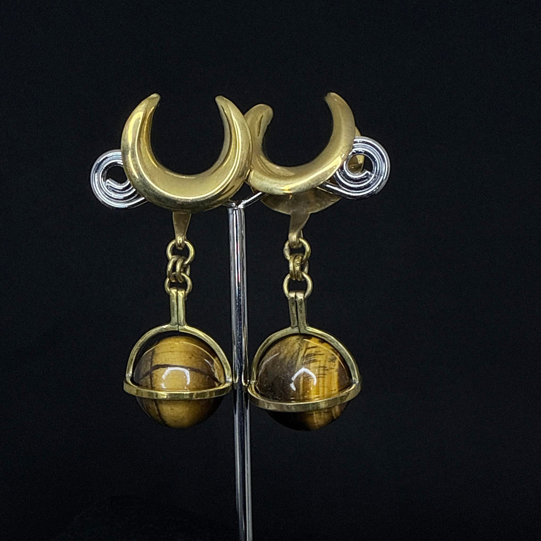 Brass x Tigers Eye Saddle Hangers