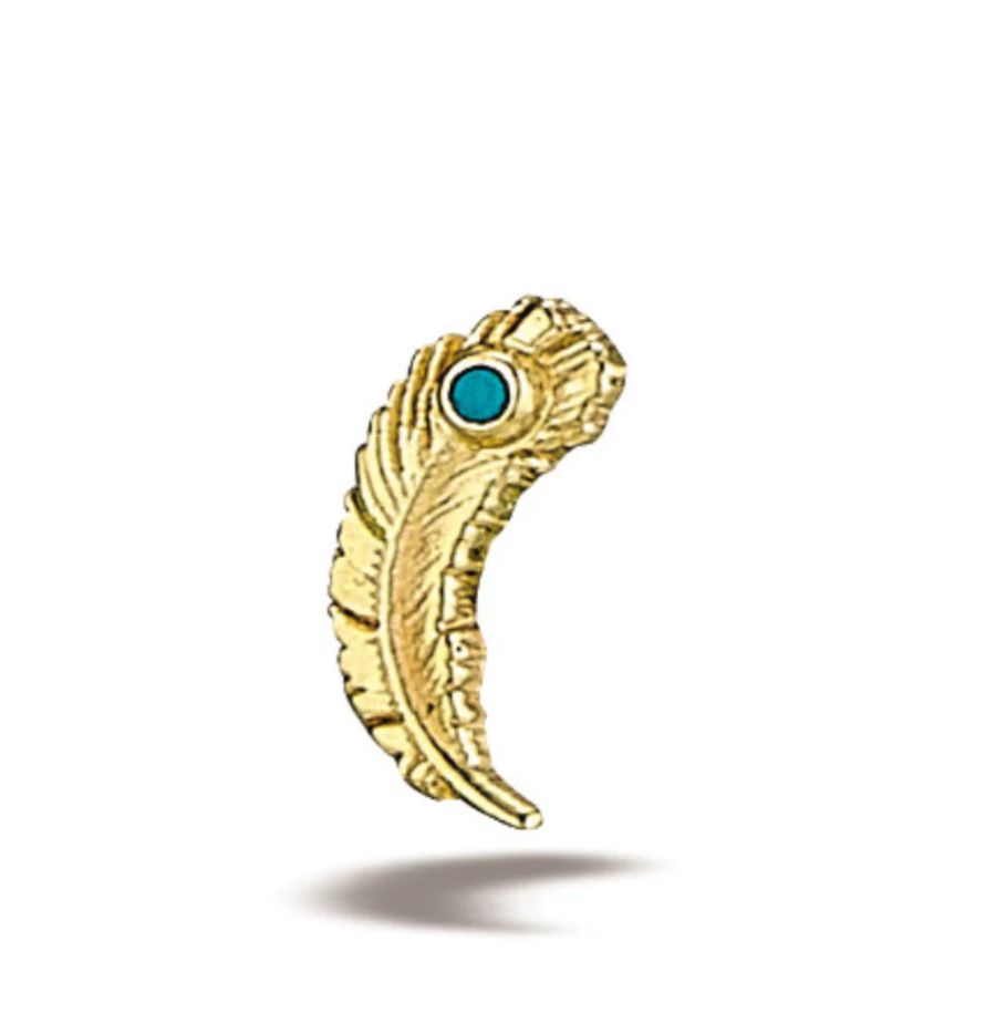 BODY GEMS 'Feather' in Turquoise, set in 14kT yellow gold