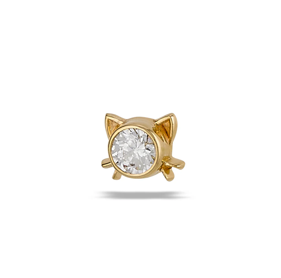 BODY GEMS 'Lil Kitty' with Diamond, set in 14kT yellow gold